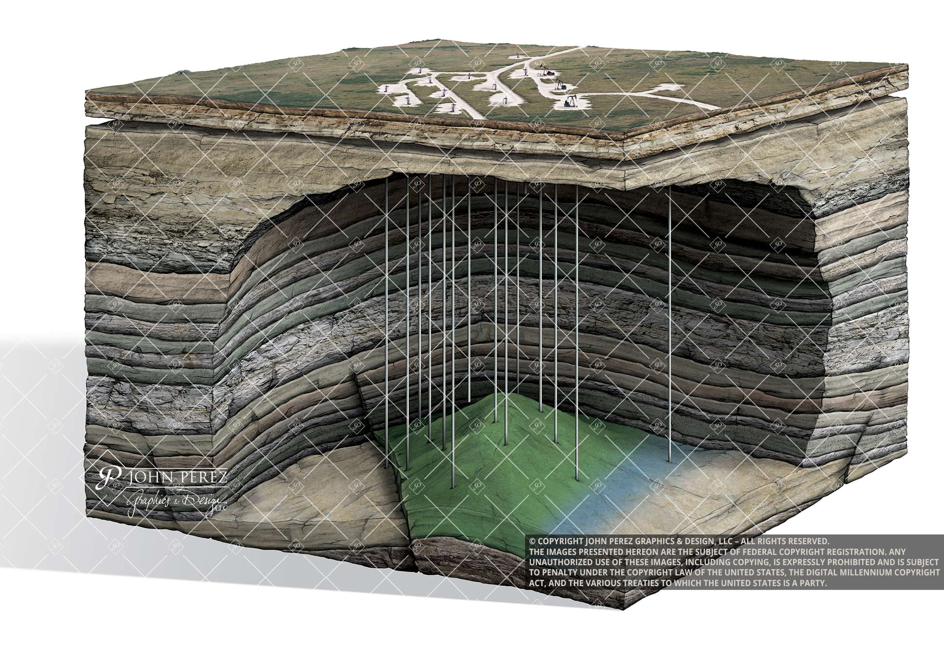 Anticline Trap Oil Water Illustration, oil gas graphic, petroleum graphic, anticline
